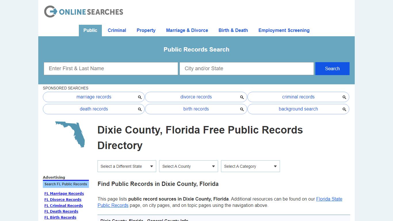 Dixie County, Florida Public Records Directory